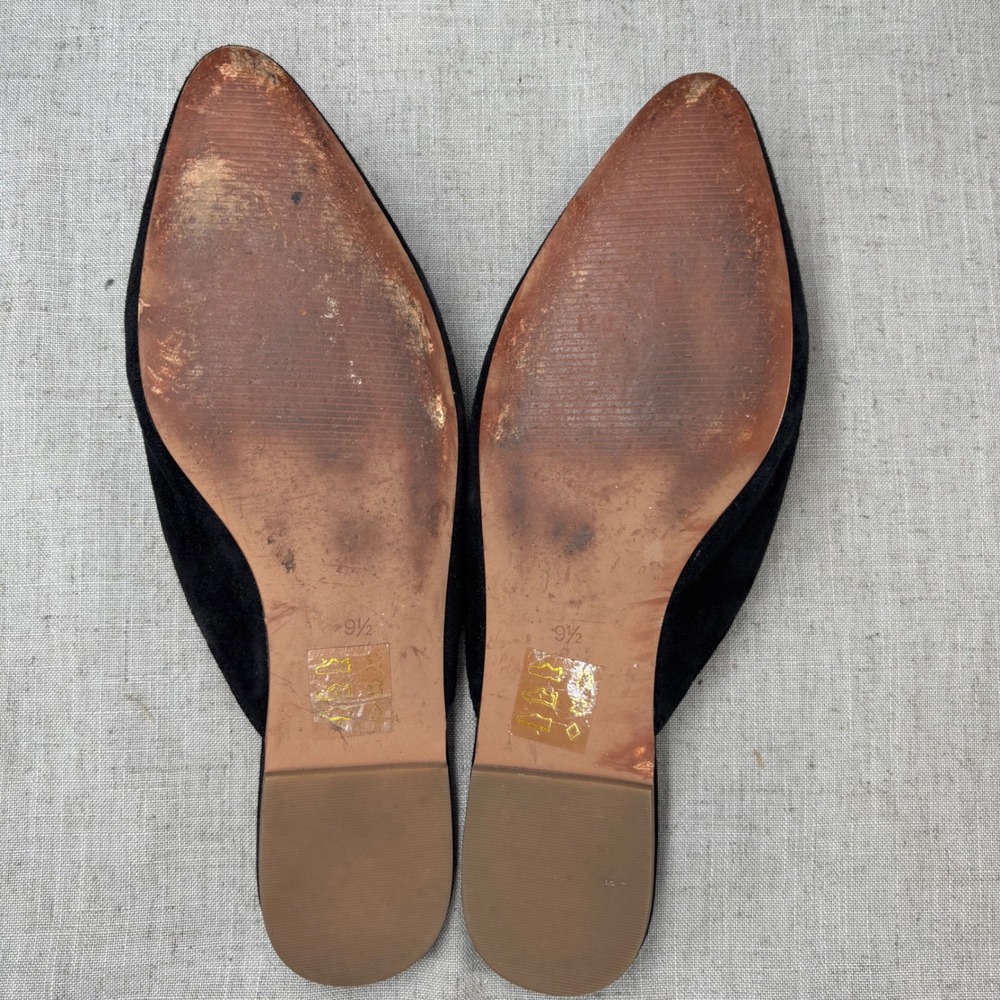Madewell Remi Mule Black Suede Leather Pointed Toe Flat Slip On Shoe Women's 9.5 - Picture 8 of 9
